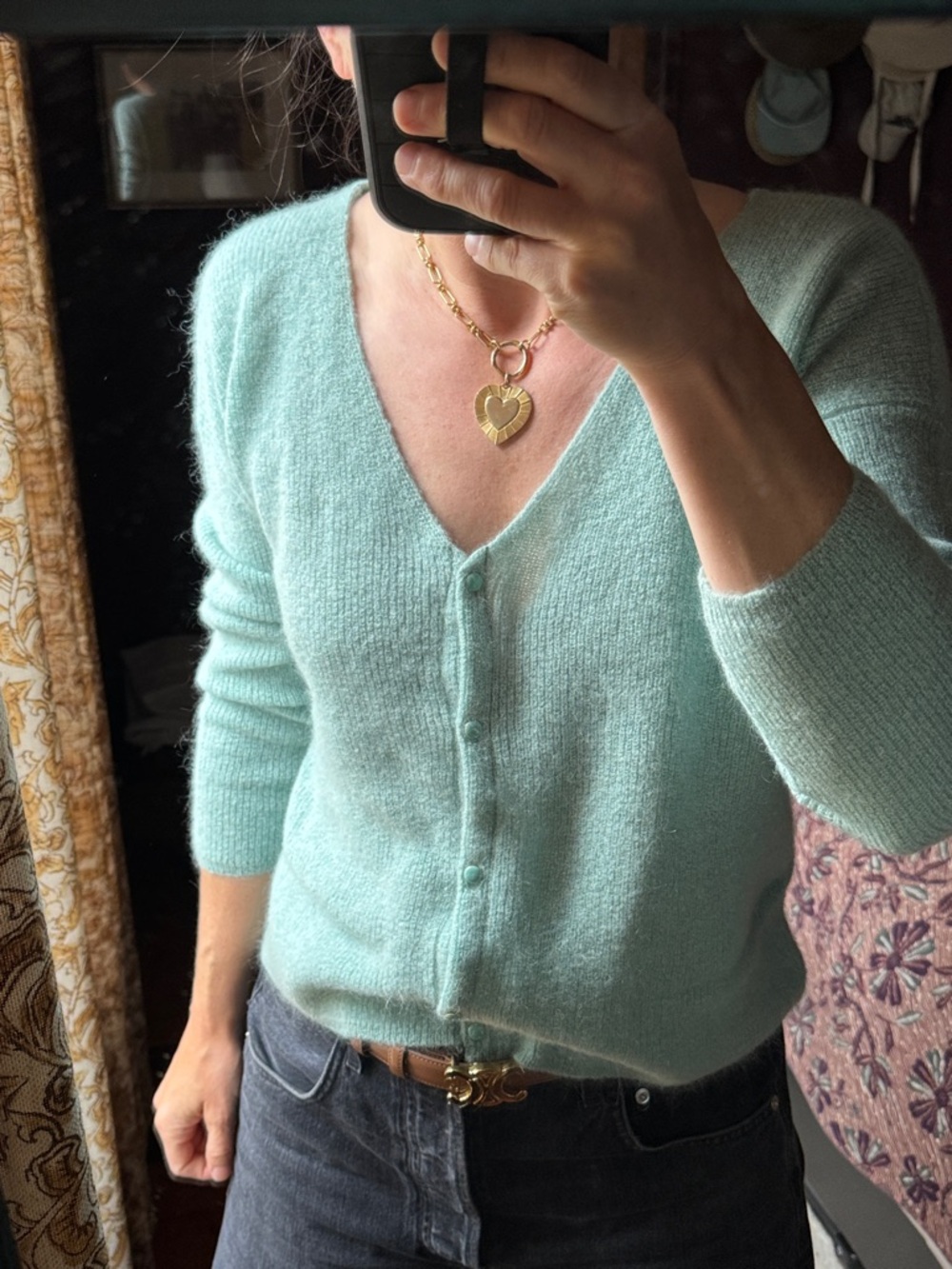 Sézane Barry V-Neck Cardigan Women's Sweater - Mint NWOT